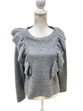 McGuire Gray Ruffle Detail cotton blend Sweater size small